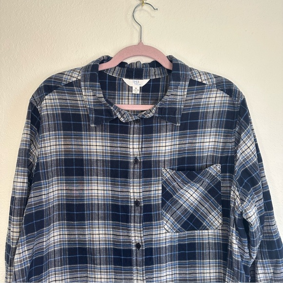 Time and Tru Women’s Blue Plaid Button-Up Shirt – Size XL - Picture 2 of 6